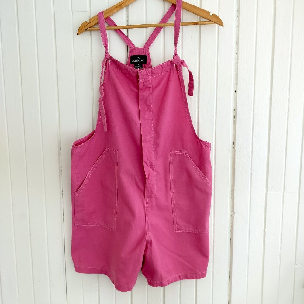 Jordache Hot Pink Romper Tie Front Shorts 80s 90s Festival Playsuit L